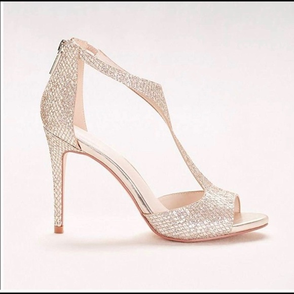 Gold Metallic Leather Triangle Heel